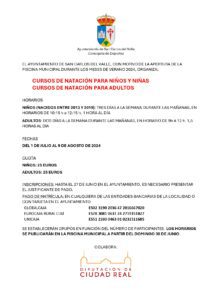 San Carlos Del Valle 3 Cursos de Natacion Verano 2024 ¡Abierto el Plazo de Inscripcion