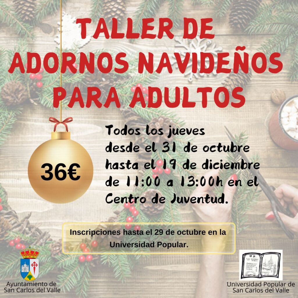 Taller de Adornos Navidenos para Adultos en San Carlos del Valle